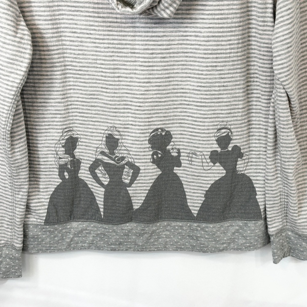 Disney Parks‎ Large Jacket Princess Silhouettes Striped Full Zip Hoodie Gray 394 - Picture 10 of 11
